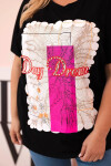 Dámska bavlnená blúzka v nadmernej veľkosti s potlačou "Day Dream" Black + Pink UNI