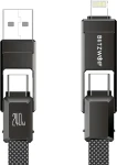 Blitzwolf BW-HDC7 4 v 1 USB-C + Lightning na USB-A + USB-C čierna / 240W / 1.2 m (BW-HDC7)