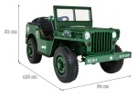 Mamido Detský elektrický Jeep Willys 4x4 trojmiestny zelený