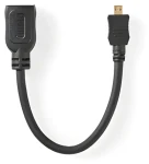 Nedis HDMI kábel Micro HDMI čierna / Kábel HDMI / 4K 30 Hz / 10,2 Gbps / Ethernet / 0,20 m (CVGT34790BK02)