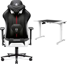 Diablo Chairs X-PLAYER 2.0 Normal Size Czarno-biały + EGON 1100 Białe 110 cmx60 cm