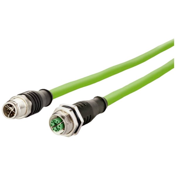 Metz Connect 142M2X12100 M12 sieťové káble, prepojovacie káble CAT 6A S/FTP 10.00 m zelená krytie PUR, odolný proti kyselinám, odolný proti ozónu, odolný proti; 142M2X12100