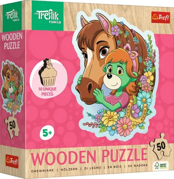 Trefl - Puzzle - Drevené obrysové puzzle Treflíci: Šťastná rodina