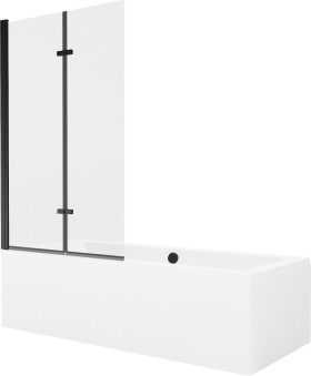 MEXEN/S - Cube obdĺžniková vaňa 170 x 80 cm s panelom + vaňová zástena 100, transparent, čierna 550517080X9210027000
