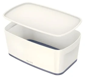 Leitz MyBox bielo-šedá / Úložný box s vekom / veľkosť S / ABS plast / vodeodolný / 318 × 191 × 128 mm (52291001)
