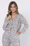 Pyžamo Leveza 1609 Bronia long/r M-2XL bez zipsu pískově černá XXL
