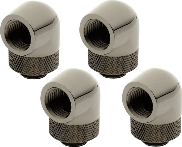 XSPC XSPC Adapter 90 Grad G1/4 Zoll AG auf G1/4 Zoll IG - drehbar, schwarz chróme, 4er-Pack