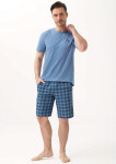 Pánske pyžamo Luna 803 M-2XL blue-grid M