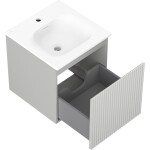 MEXEN/S - Rivel kúpeľňová skrinka 45 cm s umývadlom Vela, 1 šuplík, reliéf, šedá mat/biela mat 91A20-04547-1-BF62-W23M01