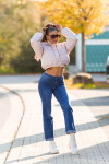 Sexy Highwaist Push up used look flarred Jeans denimblue