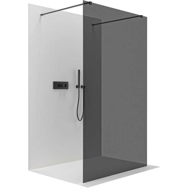 CERANO - Sprchová zástena Walk-in Onyx Duo Ľ/P - 8 mm - hranatá vzpera - čierna matná, grafitové sklo - 110x200 CER-8050BD2010