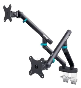 Digitus držiak pre 2 monitory 35” čierny / Držiak pre monitory / mechanická pružina / VESA 75x75, 100x100 / do 10 kg (DA-90471)