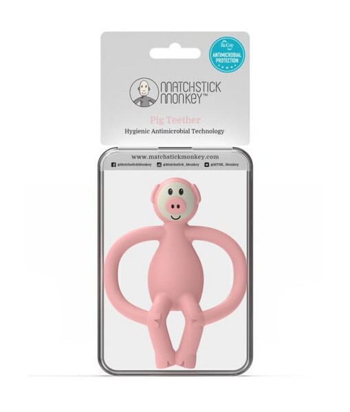 Hryzátko a zubná kefka - MATCHSTICK MONKEY Pig Teether - Prasa