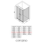 CERANO - Sprchovací kút Antelo L - Ľ/P - 6 mm - čierna matná, transparentné sklo - 96x80 - otočný CER-666571