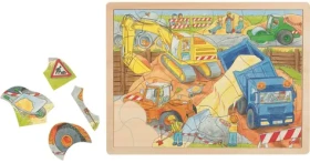 GOKI Drevené puzzle Na stavbe