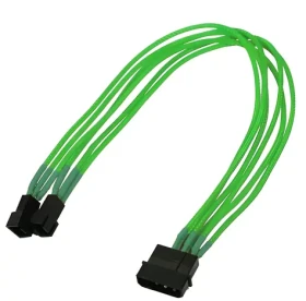 Nanoxia 4-pin Molex - 2x 3-pin zelená / Predlžovací kábel / 30 cm / Single sleeve (NX42A30NG)