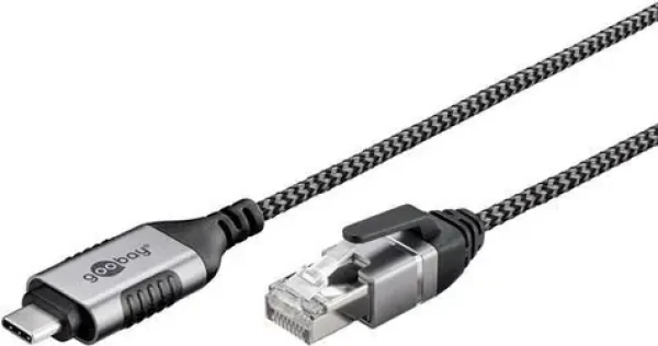 Goobay 74405 čierna/sivá / Adaptér / USB-C - RJ-45 / USB 3.2 Gen2 / Cat.6 / 5 m (74405)