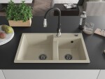 MEXEN/S MEXEN/S - Tomas granitový drez 2-bowl vrátane batérie Savita, béžová 6516-69-672601-70