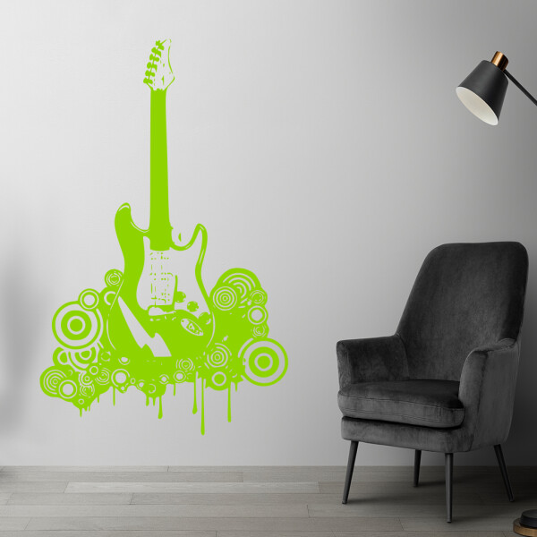 Veselá Stena Samolepka Elektrofonická gitara Farba: zelená, Veľkosť: 80 x 50 cm