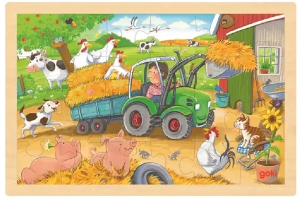 GOKI Drevené puzzle Malý traktor