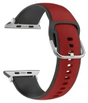 Beline Silico Leather červeno-čierna / Remienok / Silikón/eko-koža / Pre Apple Watch 1-9/SE/SE2 / 38/40/41 mm