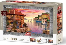 ART PUZZLE 5669 Puzzle s rámom a lepidlom 3v1 Stredomorský prístav