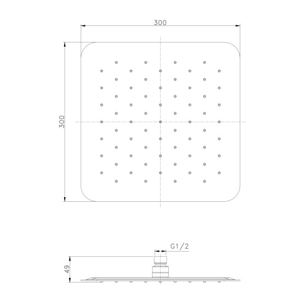 SAPHO - SLIM hlavová sprcha, 300x300m, zlato mat SL101GB