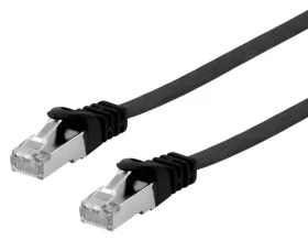 Equip Cat6a čierna / Patch kábel / U/FTP plochý / 5 m / 500 MHz / LSZH (607694)