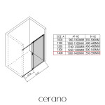 CERANO - Sprchovací kút Santoro - pravá - 6 mm - čierna matná, mliečne sklo - 140x80 - posuvný CER-665794