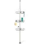 Simplehuman Rohová tyč s nastaviteľnými poličkami do sprchy / nerez / hliník / 152 -243cm (BT1109DC)