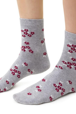 Dámske vzorované ponožky 099 MELANŽOVĚ ŠEDÁ 35-37