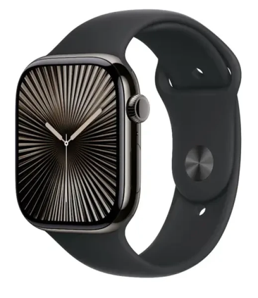 Apple Watch Series 10 GPS+Cellular 46mm Bridlicovo šedé titánové telo - Čierny športový remienok (M/L) / 160-210 mm (MWYE3QC/A)