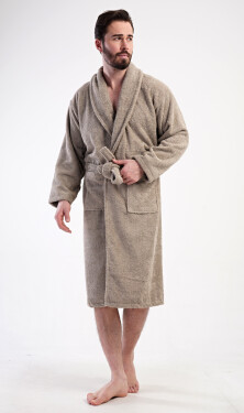 Pánsky župan so šálovým golierom Oskar Beige - Vienetta XL béžová