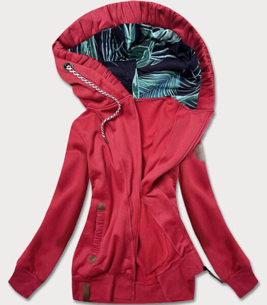 Červená dámska mikina s ozdobnou kapucňou (AMG725-2) odstíny červené XL (42)