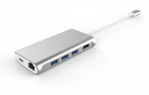 LMP USB-C mini Dock strieborná / Dokovacia stanica / 8 portov / hliníkové telo (14368)