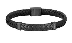 Hugo Boss Čierny kožený náramok pre mužov Tailored 1580676 17,5 cm
