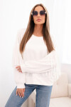 Dámska mikina s ozdobnými rukávmi butter ecru UNI