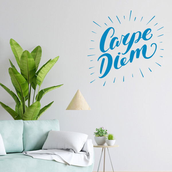 Veselá Stena Samolepka Carpe Diem (Užívaj dňa) Farba: modrá, Veľkosť: 80 x 80 cm