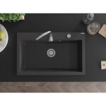 MEXEN MEXEN - Elix granitový drez 1-miska 800 x 500 mm, čierna kropenatá, sifón chróm 6527801005-76