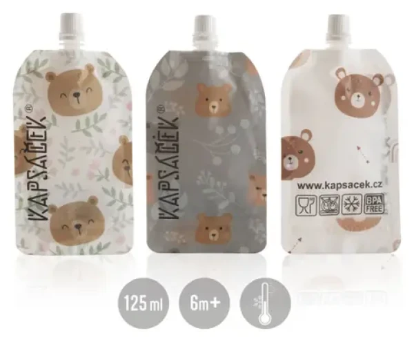 Vrecko Plniteľné vrecko na jedlo 3 ks / Vrecko na kŕmenie / znovu plniteľné / 125 ml (PK-3KS)