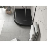 MEXEN - Flow+ Sprchová vanička štvrťkruh asymetrická ľavá 90 x 80, čierna mat 46Q708090LH