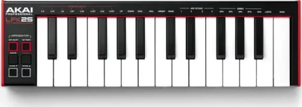 AKAI LPK 25 MKII - Ovládacia klávesnica Pad kontrolér MIDI USB čierno-červená (LPK25 MKII)