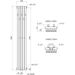 MEXEN - Flux vykurovací rebrík/radiátor dekoratívny 1500 x 240 mm, 450 W, antracit W127-1500-240-00-66