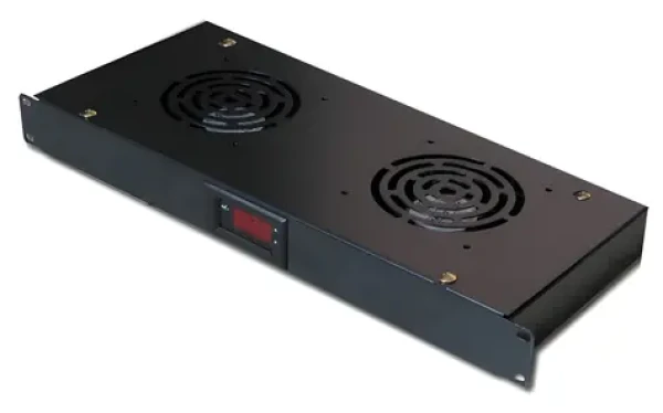 Xtendlan 19" čierna / Ventilačná jednotka / 1U / 2x ventilátor / LCD displej / Termostat (SFAN1U2T-B-EK)