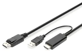 Digitus redukčný kábel HDMI/DisplayPort 2m čierna / Redukcia / 4K 30Hz / HDMI 1.4 / DisplayPort 1.2 (AK-330111-020-S)