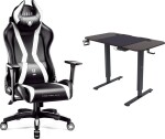 Diablo Chairs X-Horn 2.0 czarno-biały + EGON 1100 Orzechowe 110 cmx60 cm