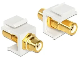 DeLock Keystone modul / konekor RCA samica - RCA samica / pozlátený / biely (86310)