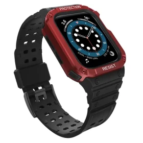Hurtel Protect Strap pre Apple Watch 38/40/41 mm čierna, červená / Remienok / S ochranným krytom / Odolný