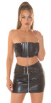 Sexy 2v1 Bandeau Crop Top flitrami zipsom black