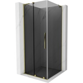 MEXEN/S - Velar L sprchovací kút, posuvné dvere 110 x 110, grafit, zlato 871-110-110-43-50